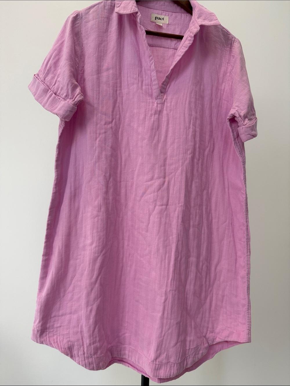 Pact Organic Cotton Coastal Double Gauze Beach Cover-Up Dress Lilac Pink. Small - Picture 6 of 10